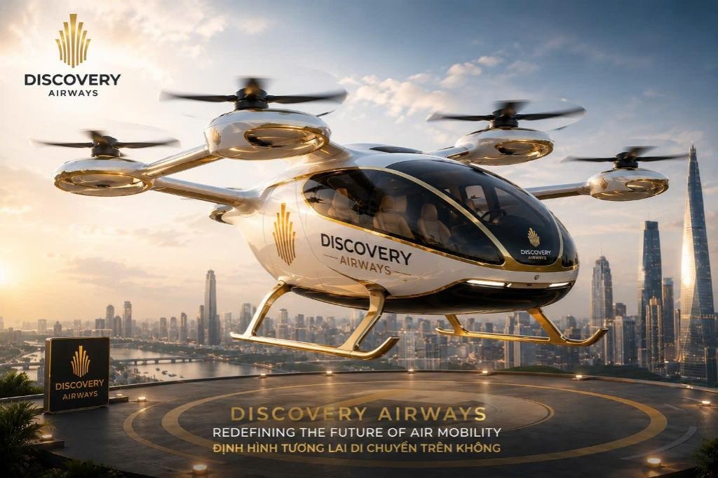 Mẫu taxi bay Discovery Airways tại điểm cất hạ cánh đô thị